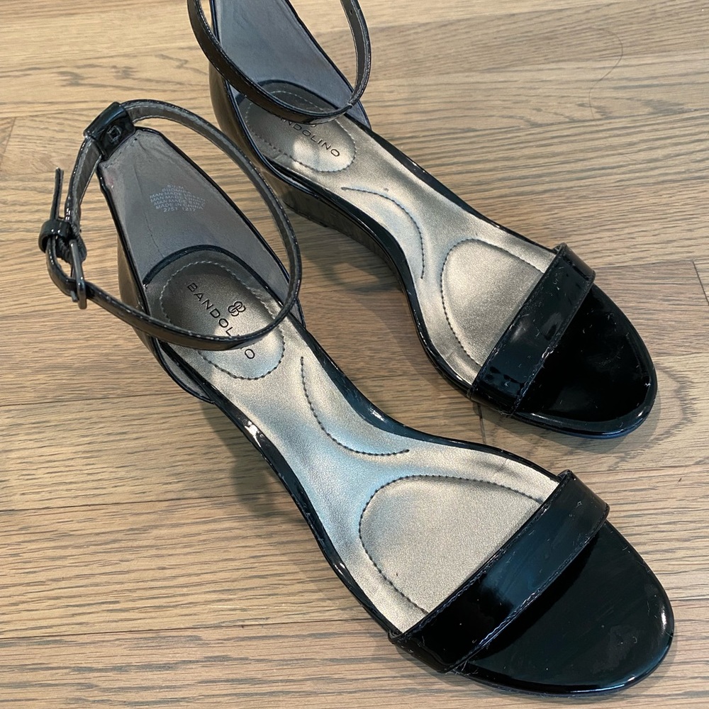 Bandolino black strap wedge heel